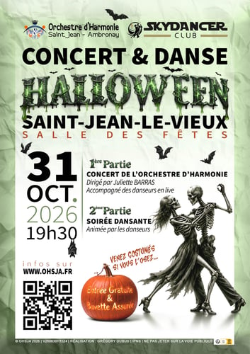 Affiche concert Halloween 31 octobre 2026 OHSJA et SkyDancer Club
