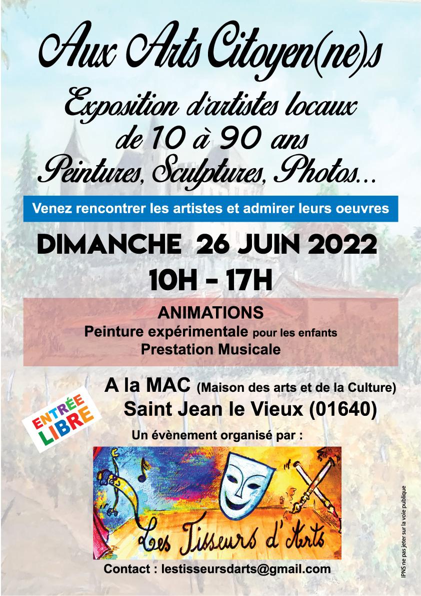 Affiche expo aux arts citoyens 26 06 2022