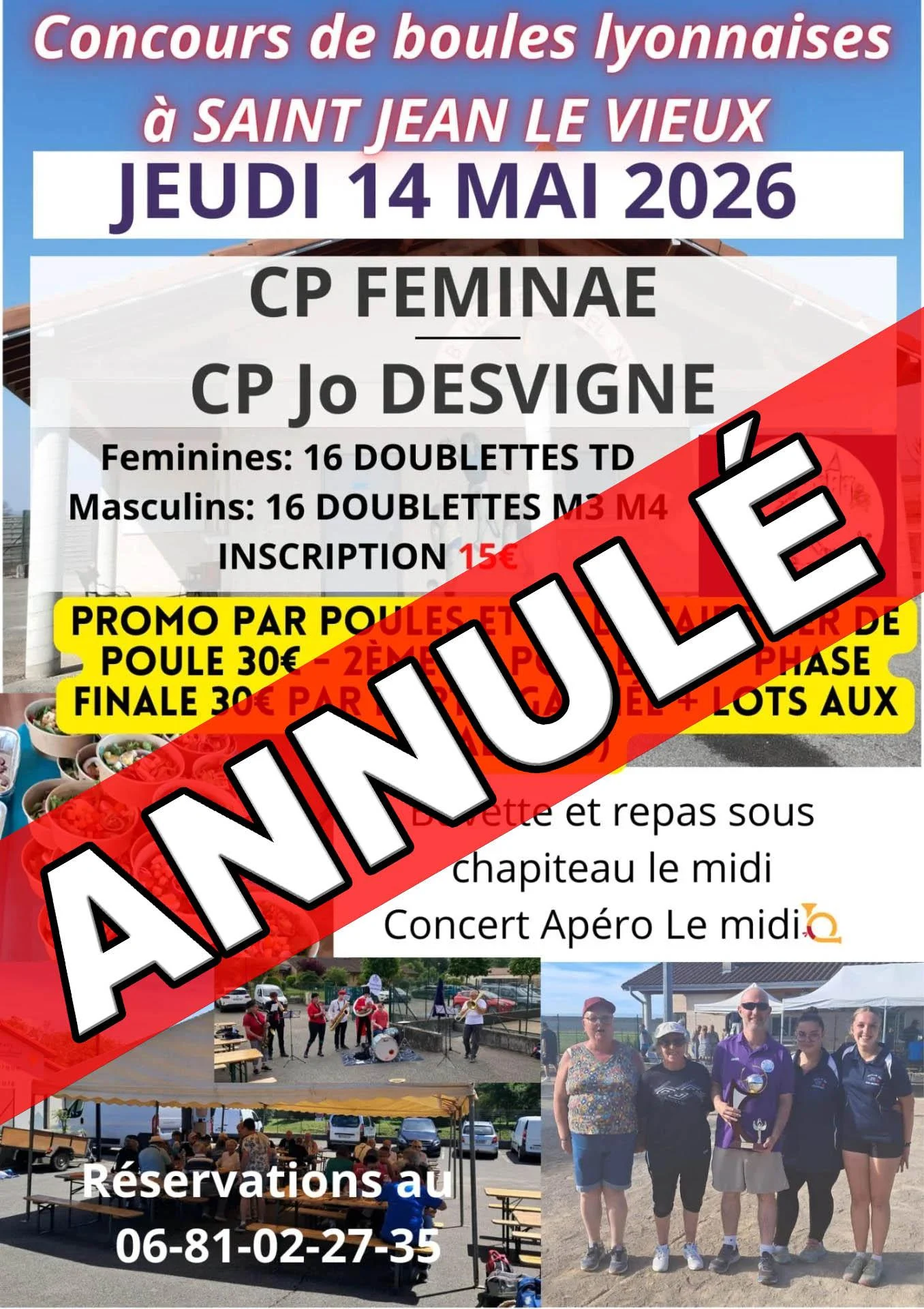 Coucours boules lyonnaises 14 mai 2026 animation ohsja annule
